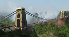 Olympic Torch being carried over Clifton Suspension Bridge